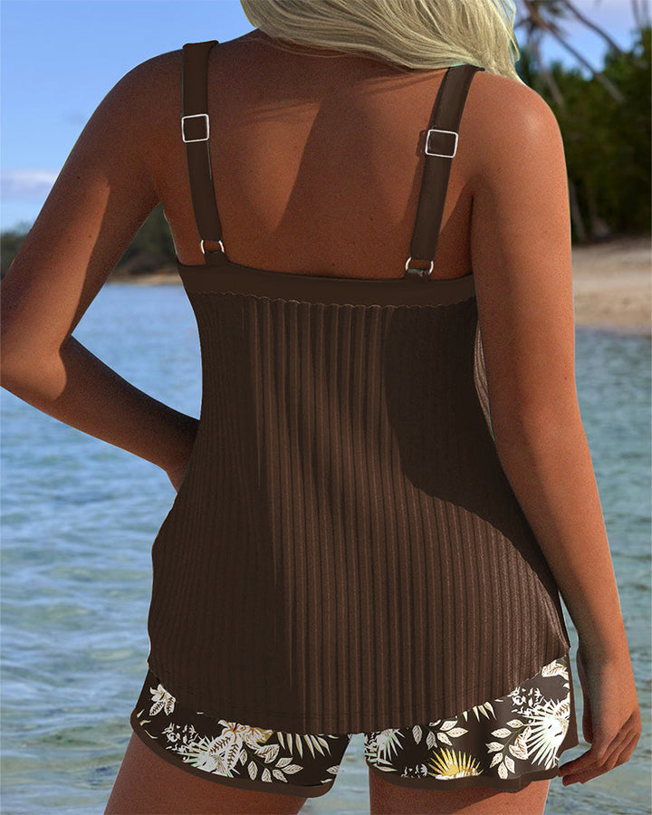 Moda Lusitana - Tankini Rayé avec Pantalon Court