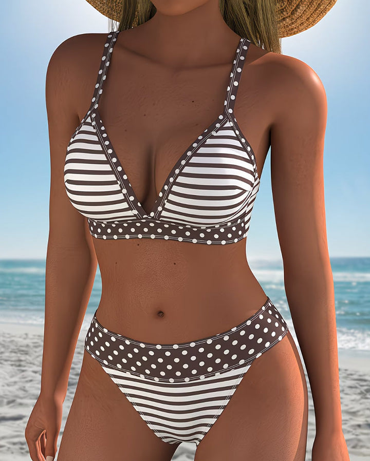 Moda Lusitana - Bikini Rayé à Motif Pois