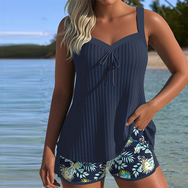 Moda Lusitana - Tankini Rayé avec Pantalon Court