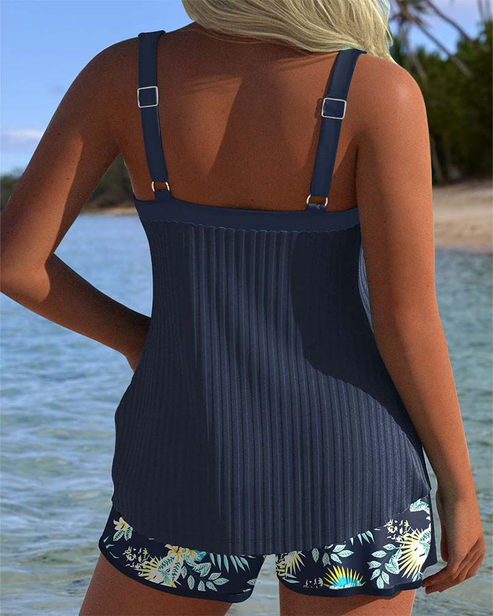 Moda Lusitana - Tankini Rayé avec Pantalon Court